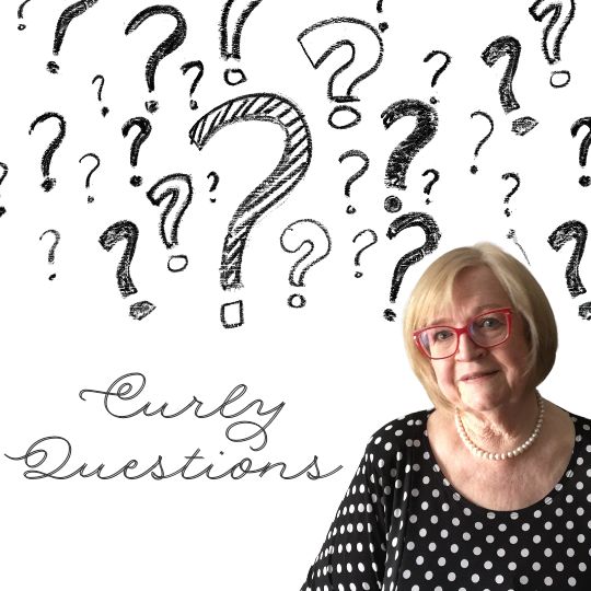 Photo of
                      Jennifer Cram, Inclusive Marriage Celebrant
                      against a backdrop of hand-drawn question marks
                      and the words Curly Questions